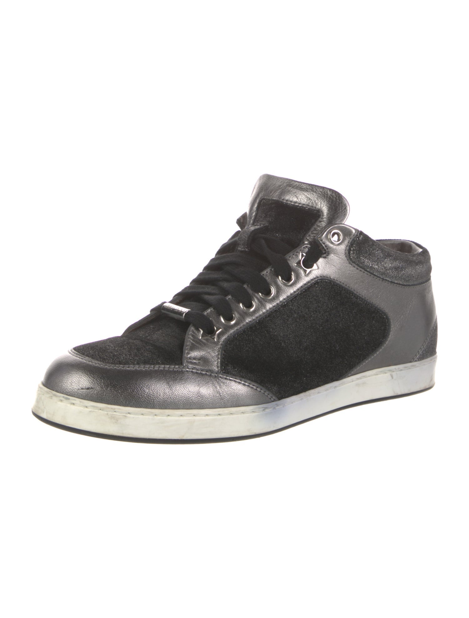 Jimmy Choo Leather Glitter Accents Sneakers