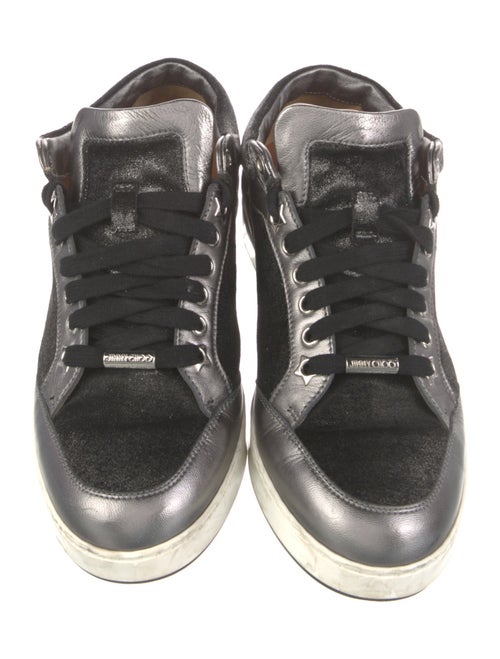 Jimmy Choo Leather Glitter Accents Sneakers
