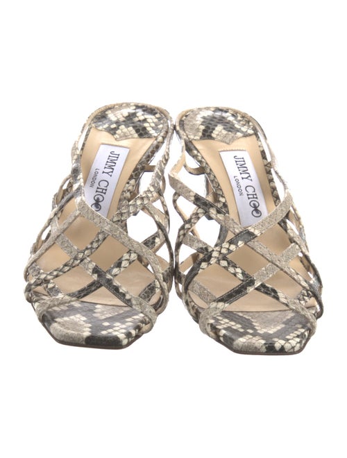 Jimmy Choo Embossed Leather Animal Print Slides