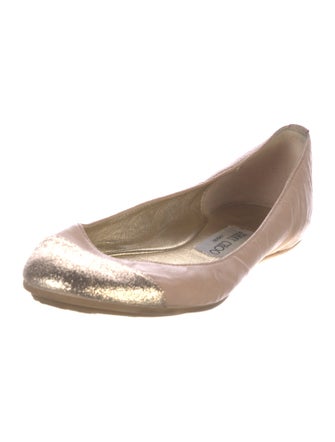 Jimmy Choo Leather Colorblock Pattern Ballet Flats