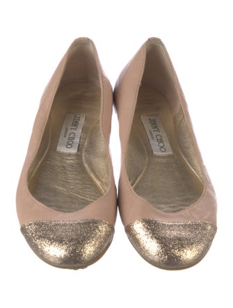 Jimmy Choo Leather Colorblock Pattern Ballet Flats