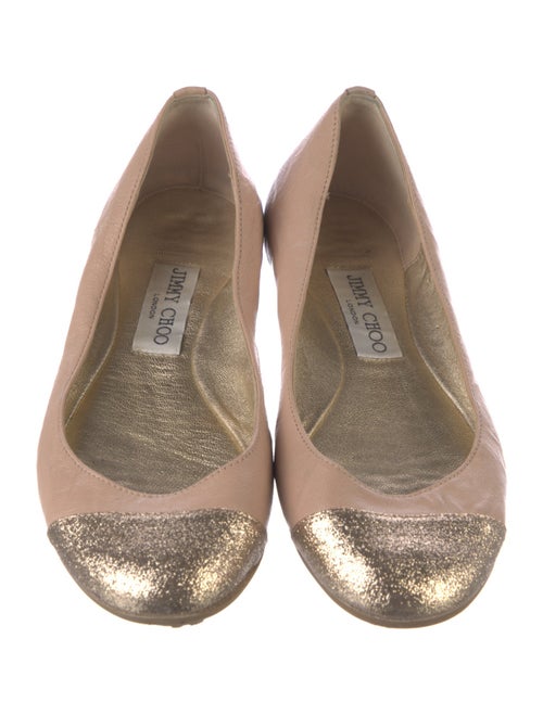 Jimmy Choo Leather Colorblock Pattern Ballet Flats