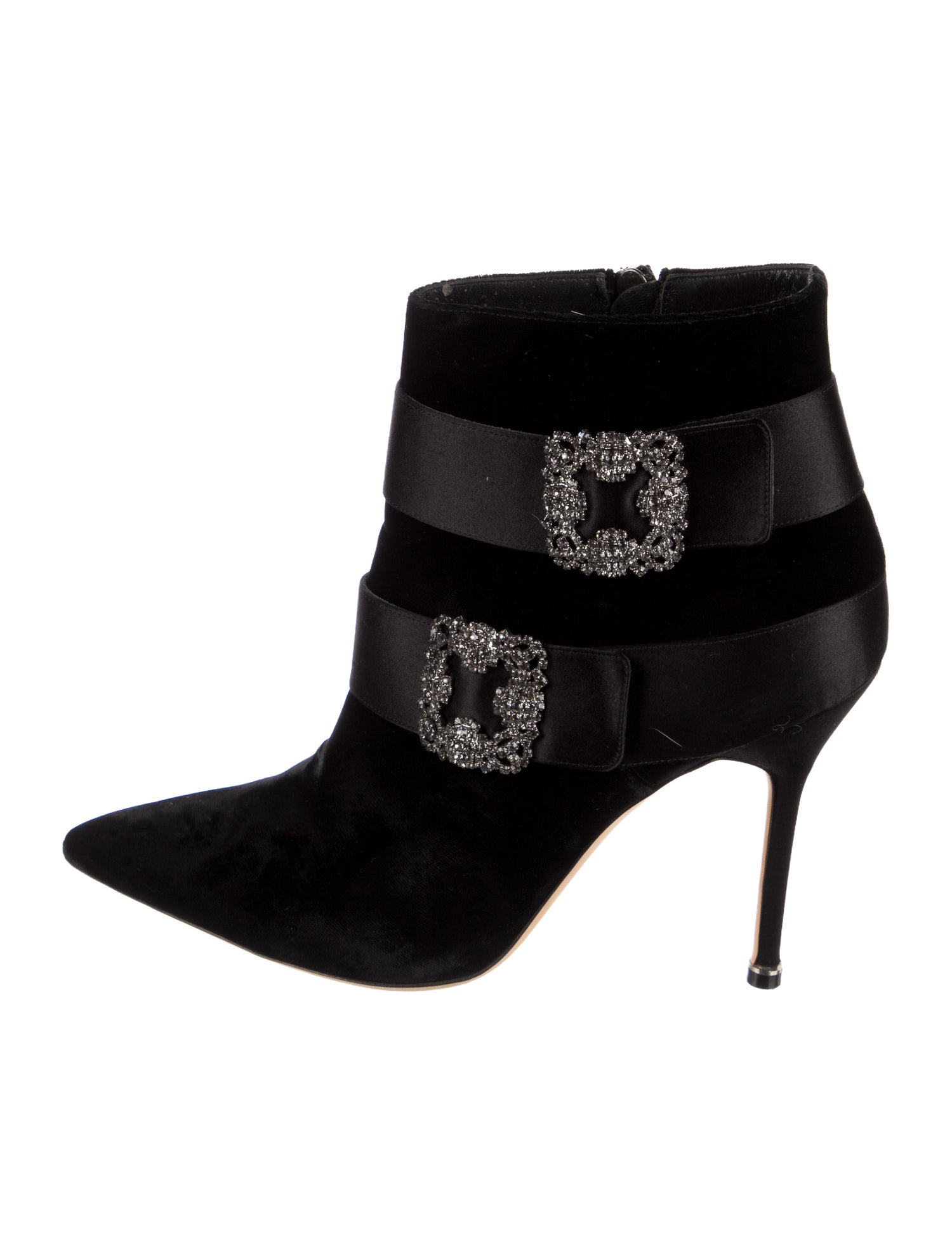 Manolo Blahnik Velvet Crystal Embellishments Boots