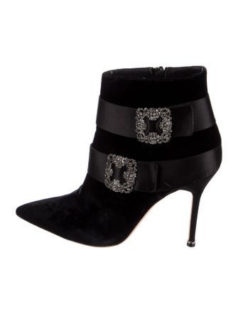 Manolo Blahnik Velvet Crystal Embellishments Boots
