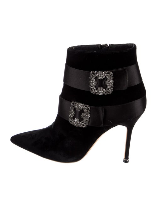 Manolo Blahnik Velvet Crystal Embellishments Boots