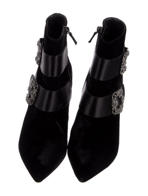 Manolo Blahnik Velvet Crystal Embellishments Boots