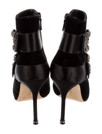 Manolo Blahnik Velvet Crystal Embellishments Boots