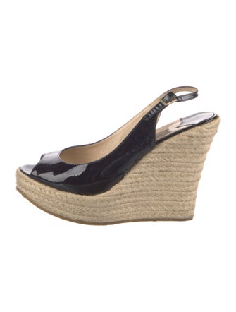 Jimmy Choo Patent Leather Colorblock Pattern Slingback Sandals