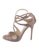 Jimmy Choo Suede Crystal Embellishments T-Strap Sandals