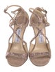 Jimmy Choo Suede Crystal Embellishments T-Strap Sandals