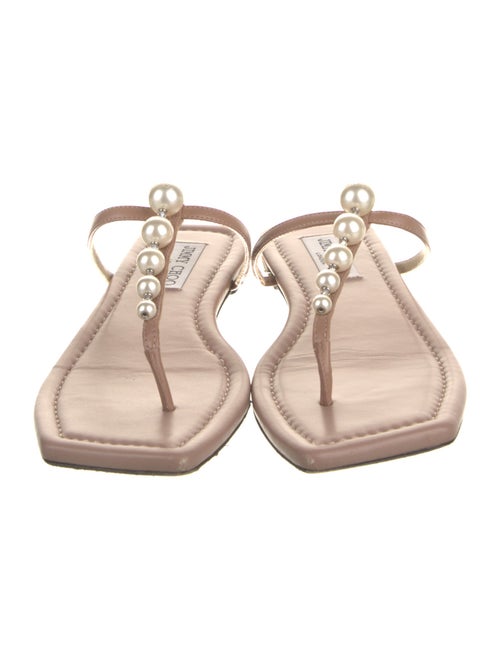 Jimmy Choo Faux Pearl Accents Leather T-Strap Sandals