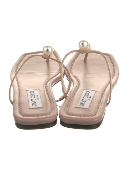 Jimmy Choo Faux Pearl Accents Leather T-Strap Sandals