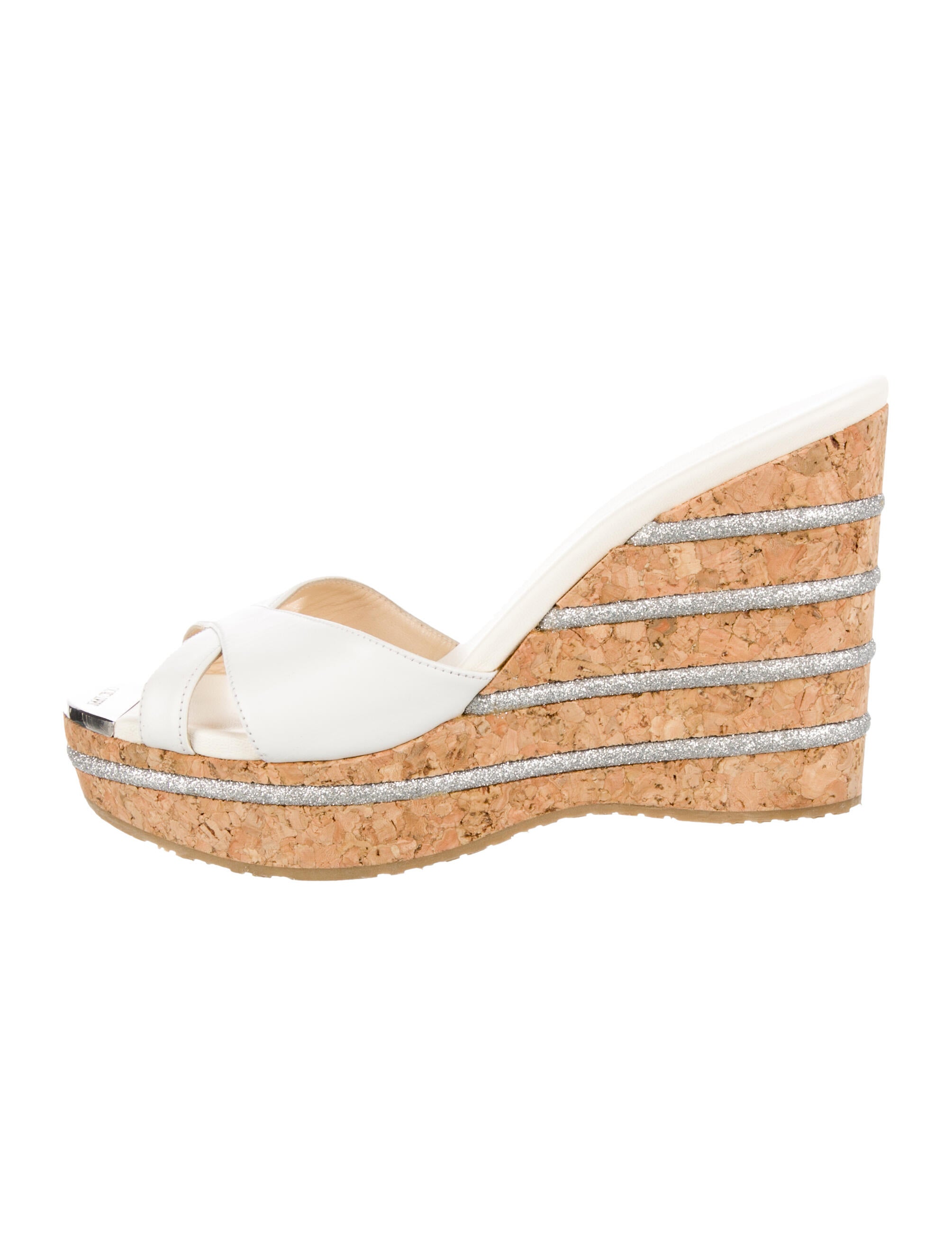 Jimmy Choo Leather Glitter Accents Espadrilles