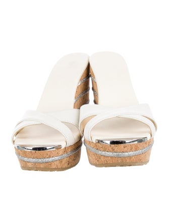 Jimmy Choo Leather Glitter Accents Espadrilles