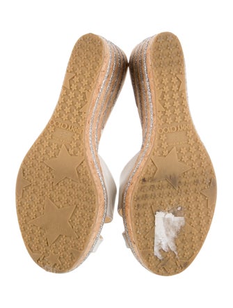Jimmy Choo Leather Glitter Accents Espadrilles