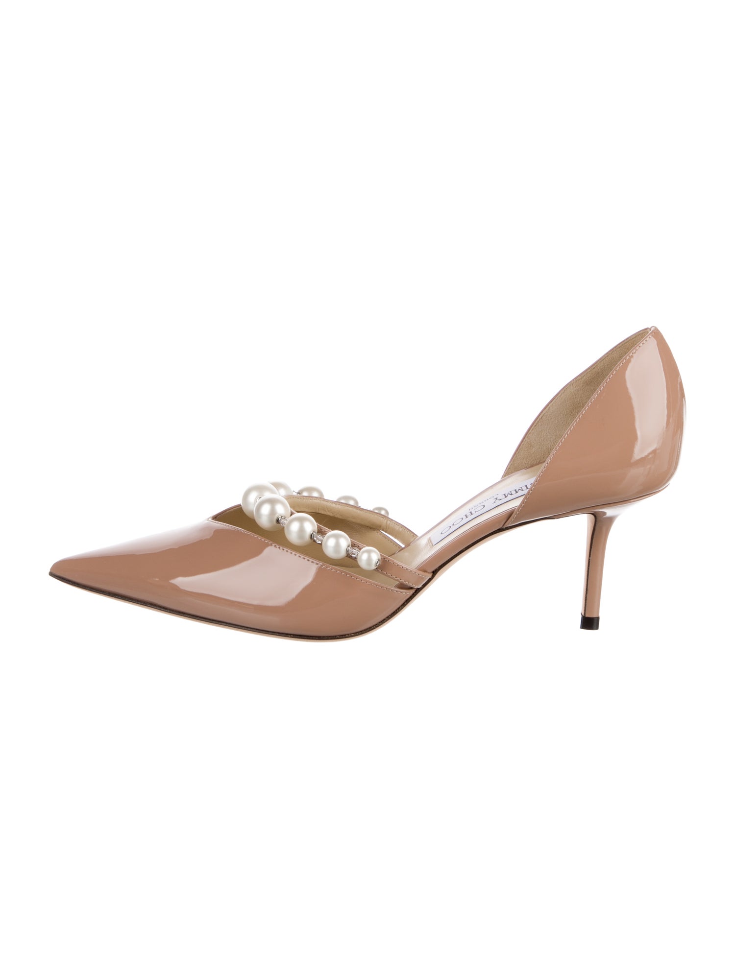 Jimmy Choo Faux Pearl Accents Patent Leather D'Orsay Pumps