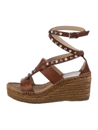 Jimmy Choo Faux Pearl Accents Leather Espadrilles