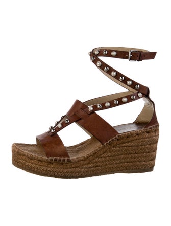 Jimmy Choo Faux Pearl Accents Leather Espadrilles
