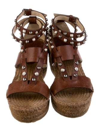 Jimmy Choo Faux Pearl Accents Leather Espadrilles