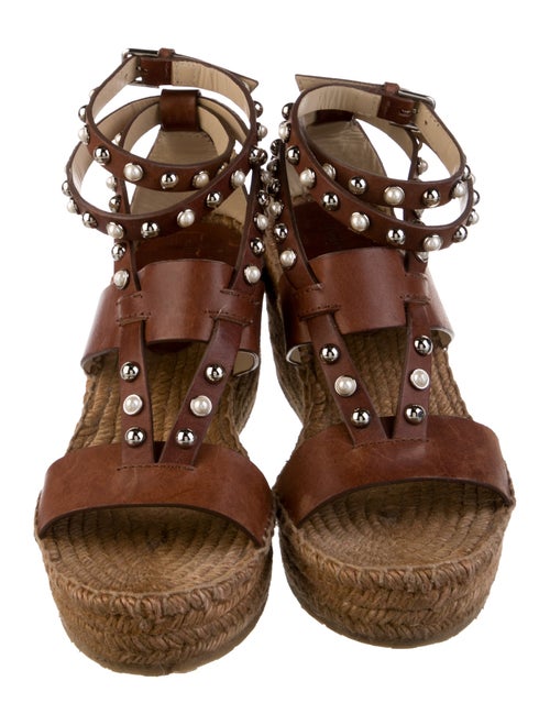 Jimmy Choo Faux Pearl Accents Leather Espadrilles