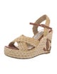 Jimmy Choo Straw Leather Trim Embellishment Espadrilles