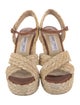 Jimmy Choo Straw Leather Trim Embellishment Espadrilles