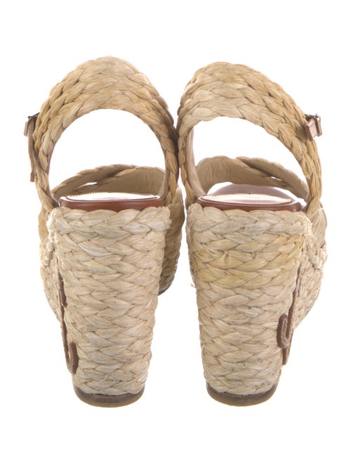 Jimmy Choo Straw Leather Trim Embellishment Espadrilles