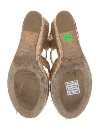 Jimmy Choo Straw Leather Trim Embellishment Espadrilles