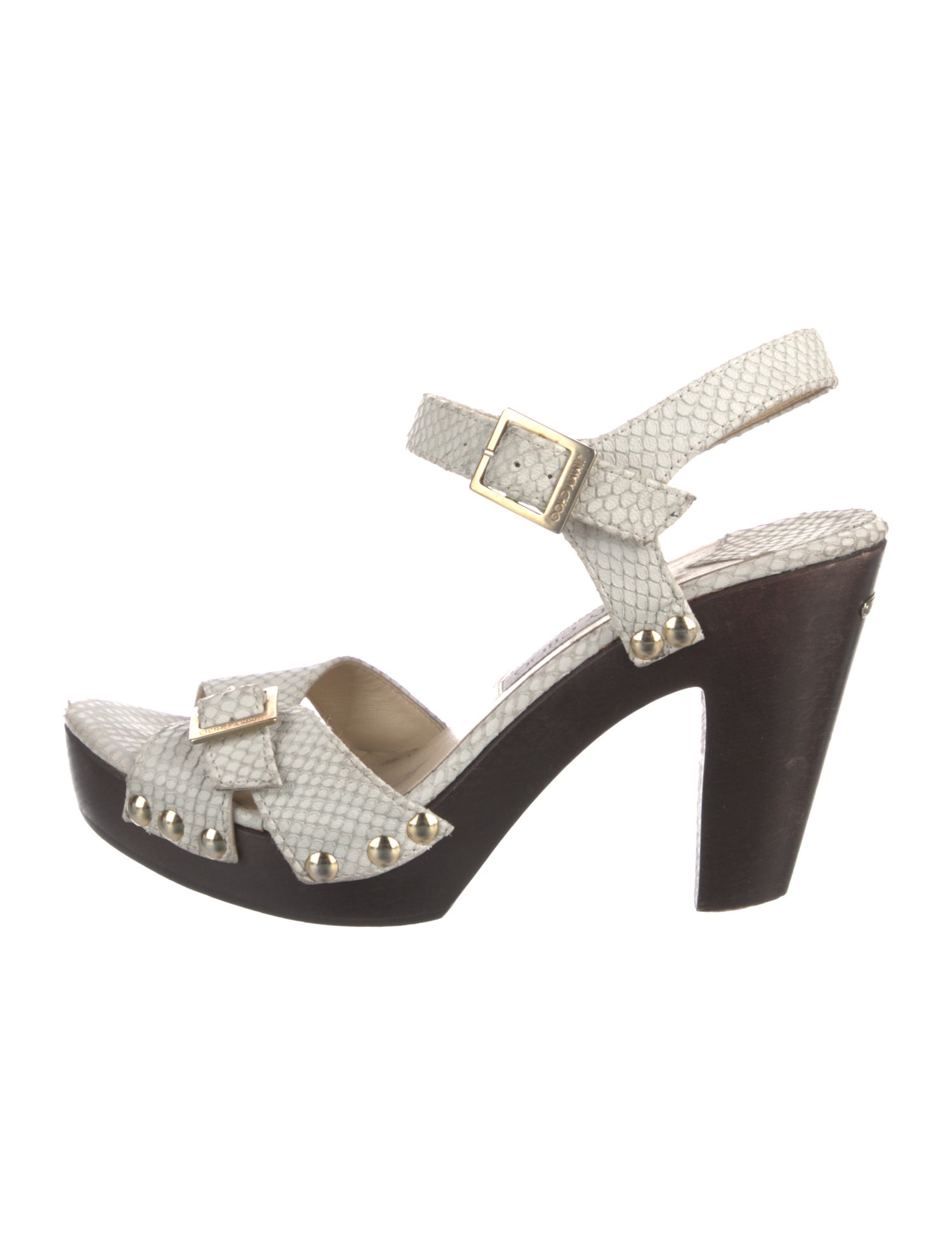 Jimmy Choo Embossed Leather Animal Print Sandals