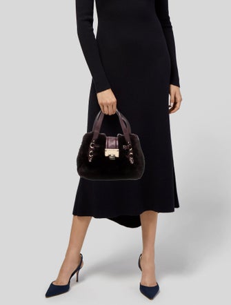 Jimmy Choo Fur Top Handle Bag