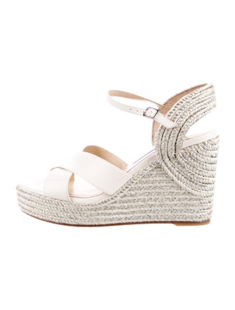 Jimmy Choo Leather Glitter Accents Espadrilles