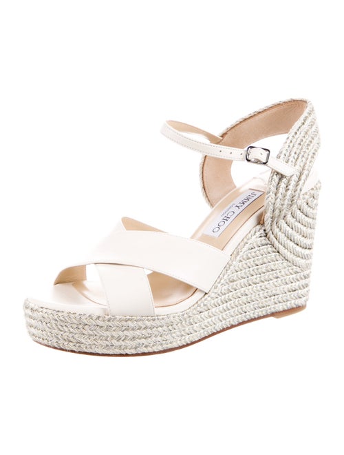 Jimmy Choo Leather Glitter Accents Espadrilles
