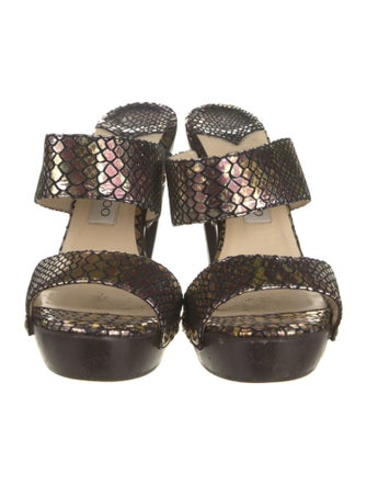 Jimmy Choo Embossed Leather Studded Accents Slides