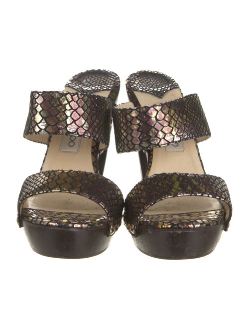 Jimmy Choo Embossed Leather Studded Accents Slides