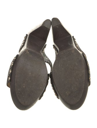 Jimmy Choo Embossed Leather Studded Accents Slides