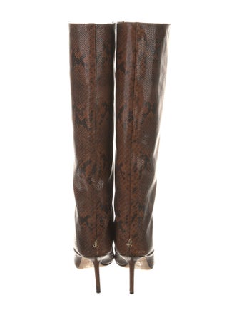 Jimmy Choo Embossed Leather Animal Print Boots
