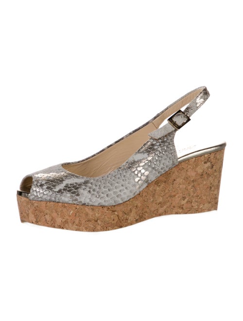 Jimmy Choo Embossed Leather Animal Print Slingback Pumps