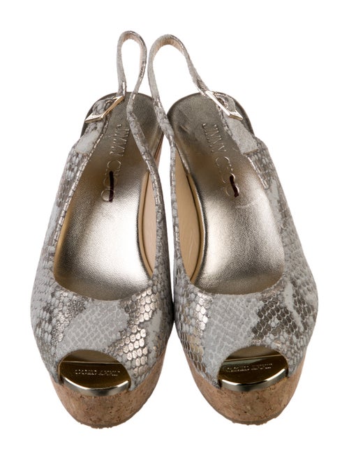 Jimmy Choo Embossed Leather Animal Print Slingback Pumps