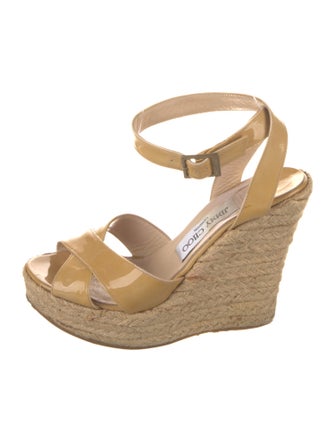 Jimmy Choo Patent Leather Braided Accents Espadrilles
