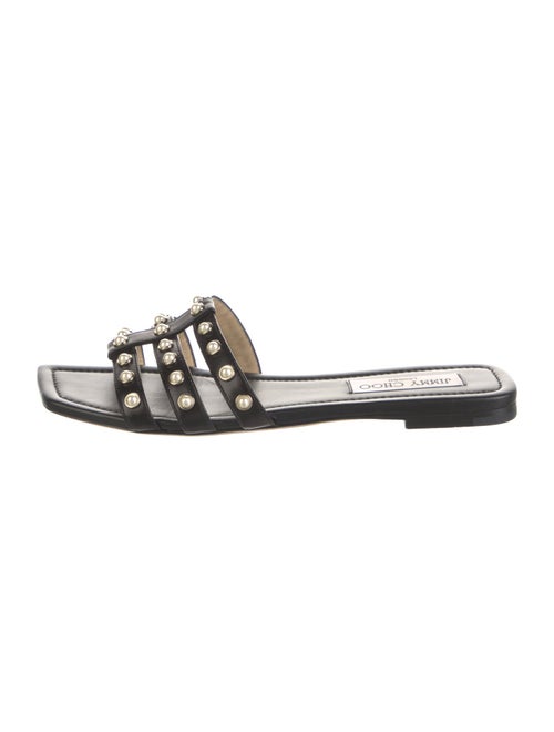 Jimmy Choo Faux Pearl Accents Leather Slides