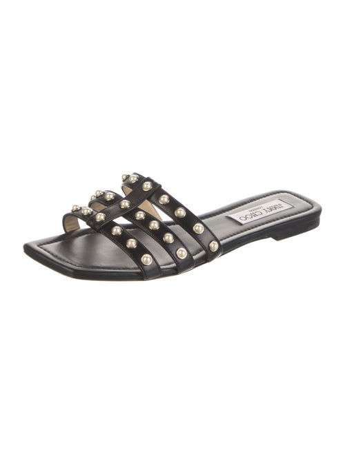 Jimmy Choo Faux Pearl Accents Leather Slides
