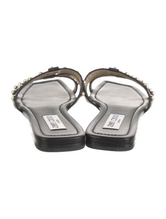 Jimmy Choo Faux Pearl Accents Leather Slides