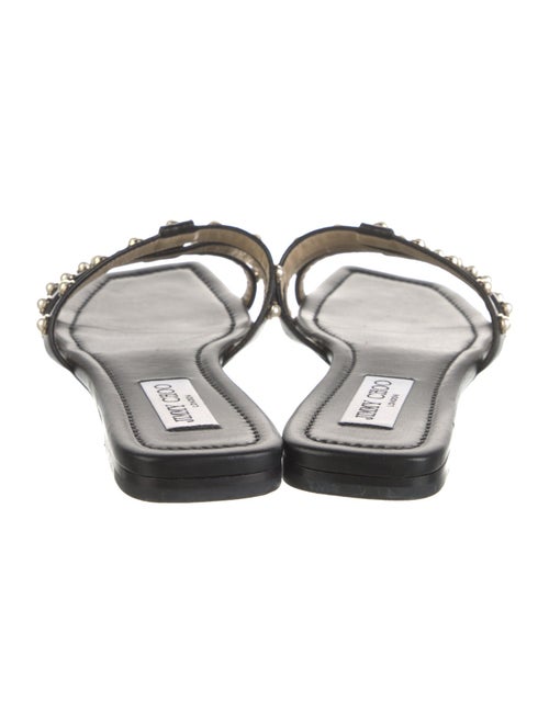 Jimmy Choo Faux Pearl Accents Leather Slides