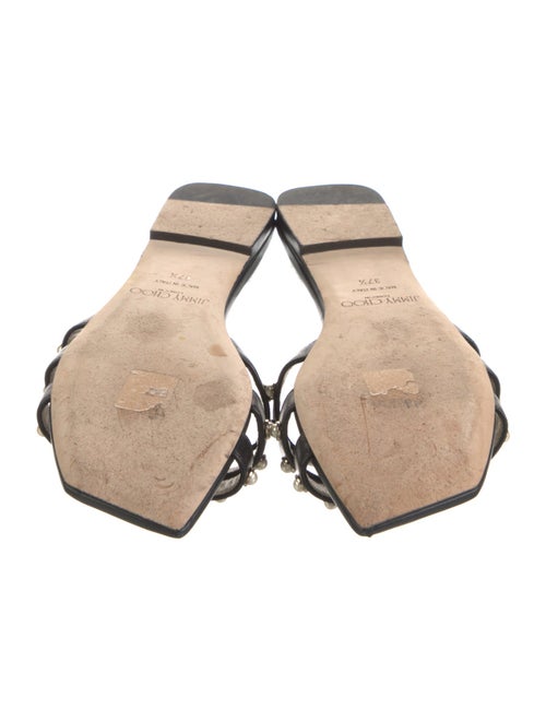 Jimmy Choo Faux Pearl Accents Leather Slides