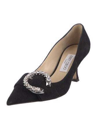 Jimmy Choo Suede Crystal Embellishments Pumps