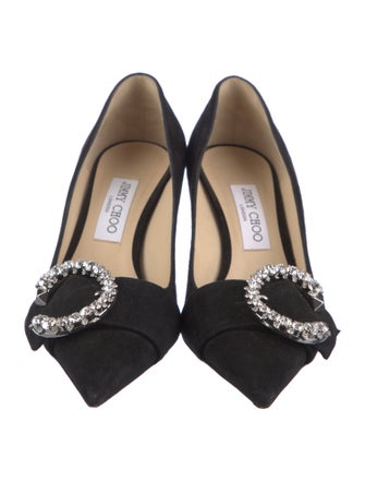 Jimmy Choo Suede Crystal Embellishments Pumps