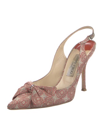 Jimmy Choo Printed Bow Accents Slingback Pumps