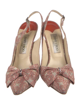 Jimmy Choo Printed Bow Accents Slingback Pumps