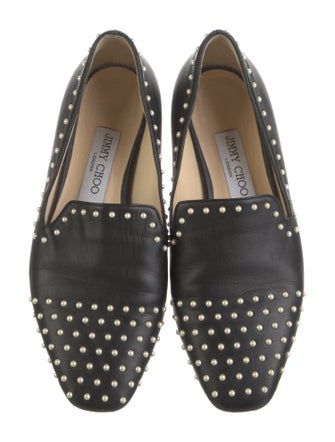 Jimmy Choo Leather Studded Accents Loafers