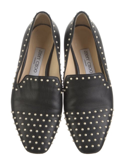 Jimmy Choo Leather Studded Accents Loafers